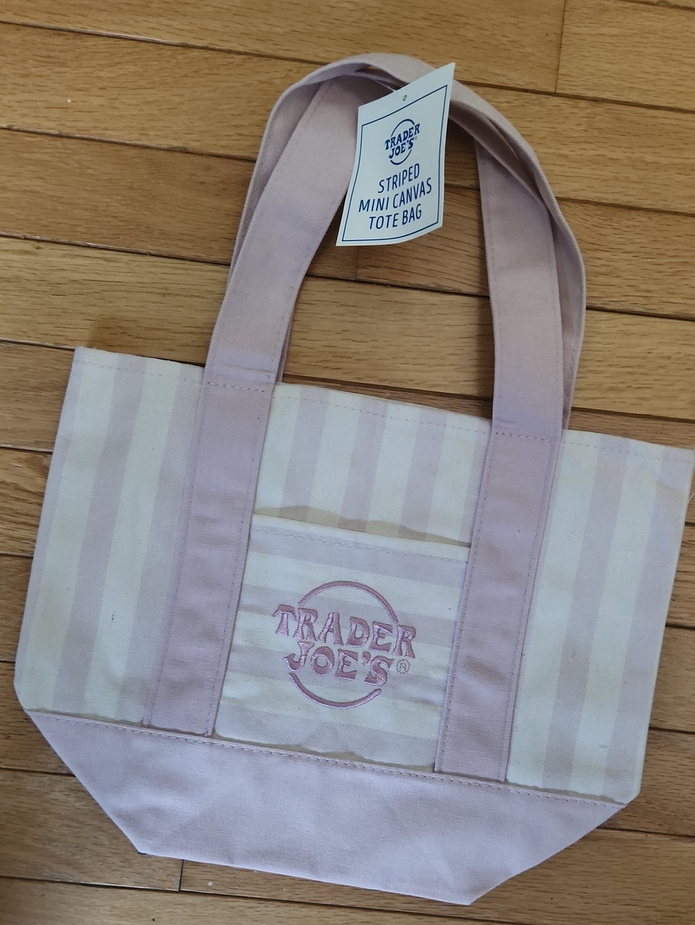 Trader Joes Stripe Bag Pink